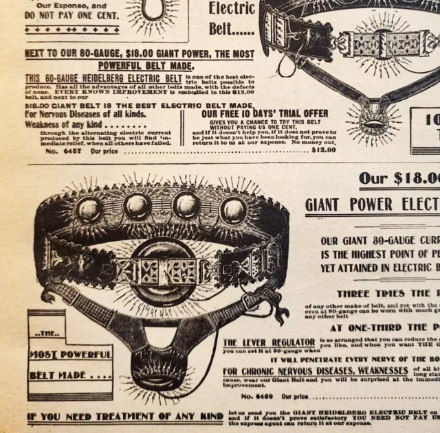 1900 Heidelberg Electric Belt Advertisement Victorian Sears Roebuck 5.25 x 7"