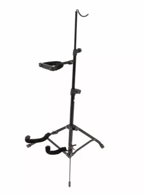 XTREME Violin Stand Black Height Adjustable with Bow Support