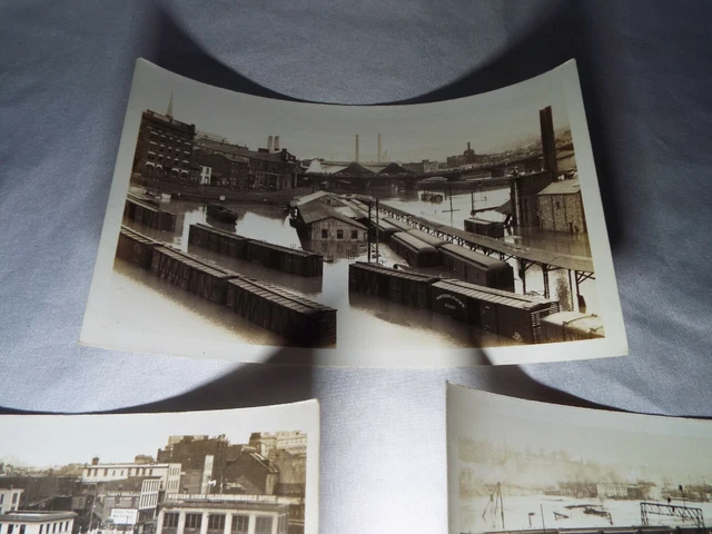 3 Seltene 1936 Grossflut B & W Bilder Eisenbahn Versandhof Unter Wasser Lesen!! 8