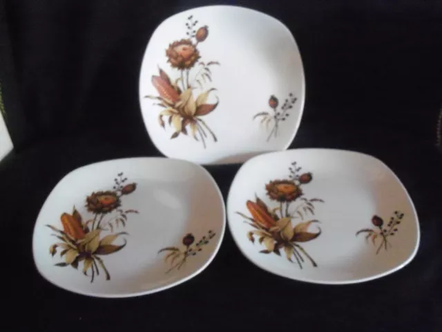 Vintage 3 x Midwinter Stylecraft Salad Plates Cornfield Fashion Shape 22cm