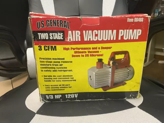 U.S. General 2 Stage 3 CFM Vacuum Pump Item No. 66466