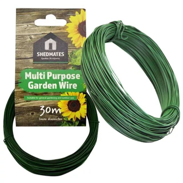 30m Plastic Coated Garden Wire Strong Multi Purpose 1mm Green Plant Tie Support