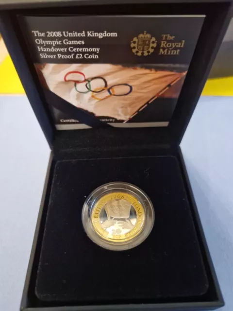 Silver Proof £2 Pound Coin 2008 Olympic Games Handover Boxed & COA . TONING