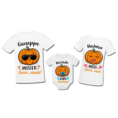 2 t-shirt + 1 body famiglia uomo donna e bimbo Halloween Zucca! PERSONALIZZATE!