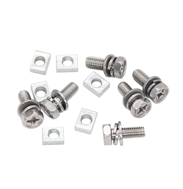 Binifimux 6-Pack Motorcycle Battery Terminal M6 X16Mm Bolt Square Nut Kit Stainl