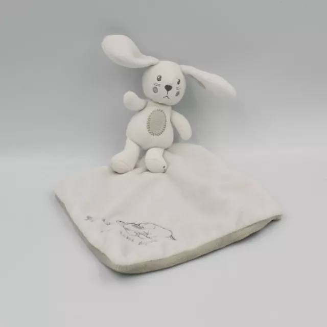 Doudou lapin mouchoir blanc gris fait dodo NICOTOY - 27957