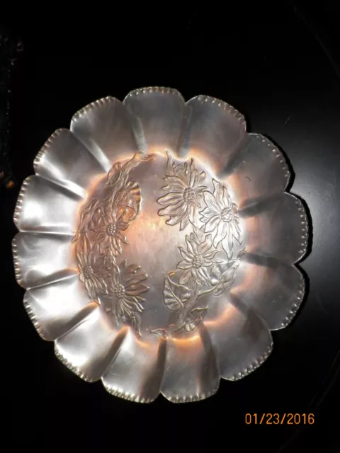 Large Scalloped   Farber And Shlevin  Hand Wrought Aluminum Serving Bowl