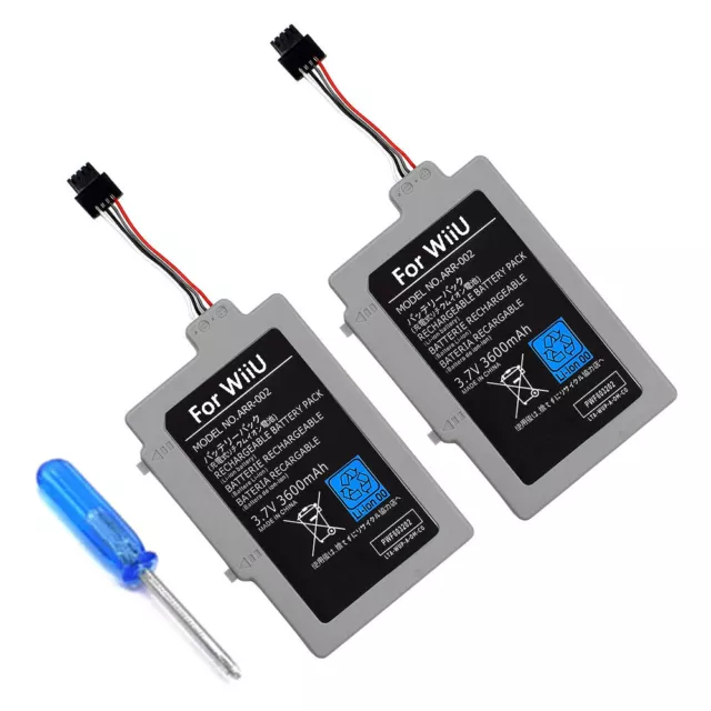 2Pcs 3600mAh WUP-010 3.7V Battery for Nintendo Wii U Gamepad WUP-012, WUP-010