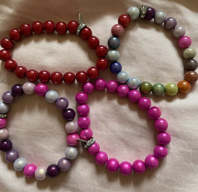 Bright Coloured Glass Seed Bead Memory Wire Bracelets in Various
