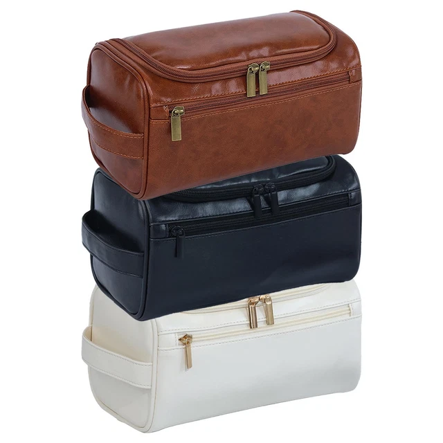 PU Makeup Bag Portable Pouch Easy to Use Retro PU Leather Makeup Storage Bag