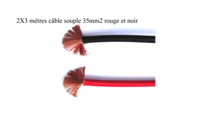 câble électrique batterie souple 35mm2 rouge et noir 2X3 mètres