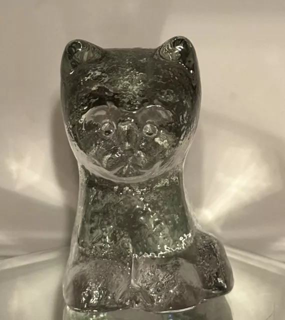 Kitty/Cat Art Glass Paperweight Figurine 3.25" tall Bubble Glass