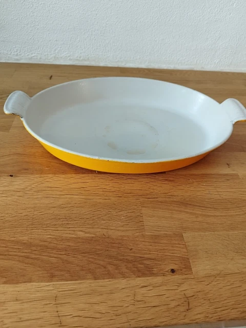 LE CREUSET ancien Plat à gratin en fonte émaillée Orange n