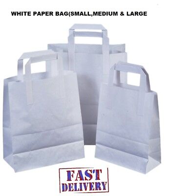 Confezione di 50 Piccolo Marrone Kraft Artigianato Carta SOS Carrier Bags Pranzo Cena portar via 