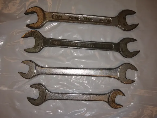 Lot of 4 Vintage Quality Open End Wrenches – Various Sizes - MADE IN USA QUALITY 2