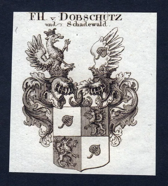 Env. 1820 Debschitz Schadewald Armoiries Adel Coat De Arms Gravure sur Cuivre