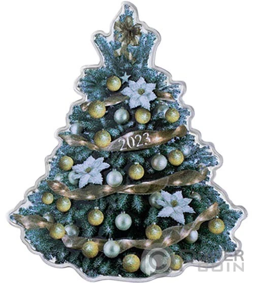HOLIDAY TREE 1 Oz Silver Coin 2$ Solomon Islands 2023