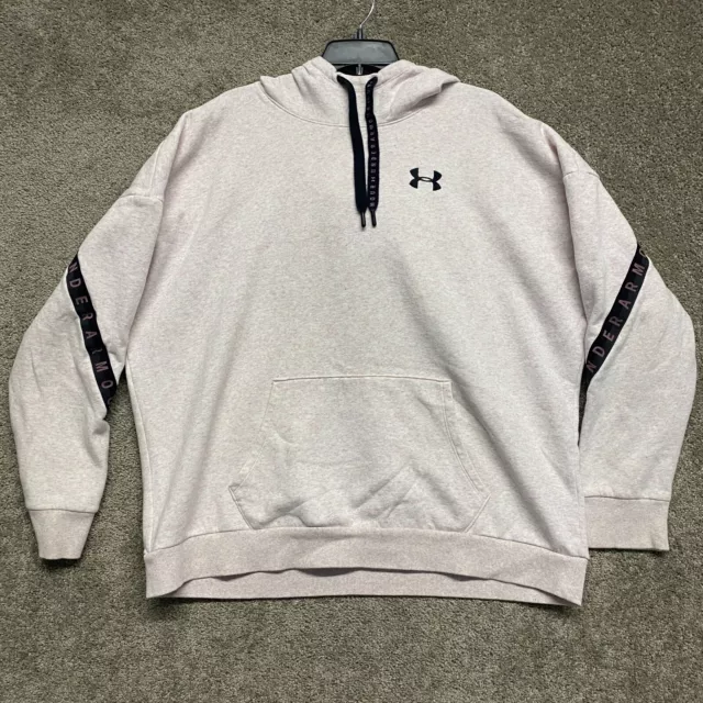 Under Armour Sweater Womens XL Pink Gray Hoodie Sweatshirt Pullover Oversized *