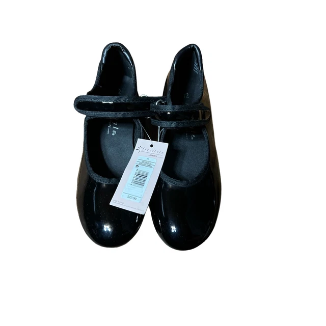 Free Style-Danskin Tap Dance Shoe Black Patent Leather Size 12