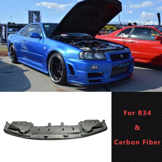 For Nissan Skyline R34 GTR OEM Carbon Fiber Front Bumper Lip With Undertray Fit
