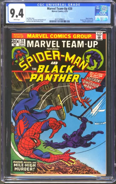 Marvel Team-Up #20 - Cgc 9.4 - Wp - Nm - Black Panther - 1974