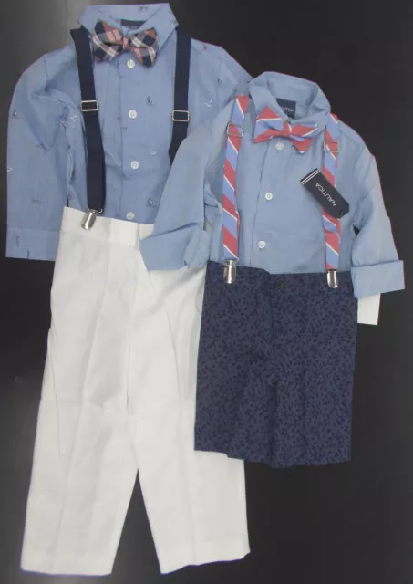 Infant/Toddler/Boys Nautica $50-$59.5 4pc Blue/Navy w/ Suspenders Suits Sz 12m-7