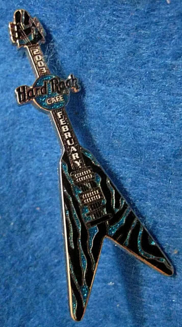 ONLINE BLUE FEB ZEBRA  ANIMAL PRINT FLYING V GUITAR SERIES Hard Rock Cafe PIN
