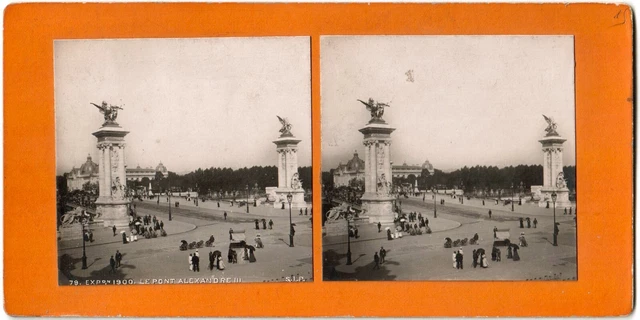Vue Stéréoscopique Exposition Universelle 1900 - Pont D'Iéna, Paris - Photo Ancienne