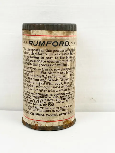 VINTAGE RUMFORD BAKING POWDER TIN - SAMPLE SIZE - 3 oz - NEVER OPENED - COLLECT 3
