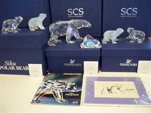 Swarovski Scs 2011 Siku Polar Bear With Moonlight & Opal Cubs + Lithograph Swarovski Scs 2011 Siku Polar Bear With Moonlight & Opal Cubs + Lithograph