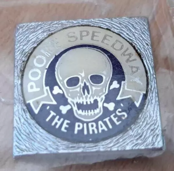 Poole Pirates Speedway Metal Badge - Silver Metal