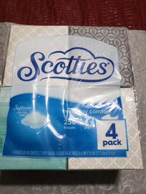 Scotties Everyday Comfort Facial Tissues, 64 Tissues, 4 Pack