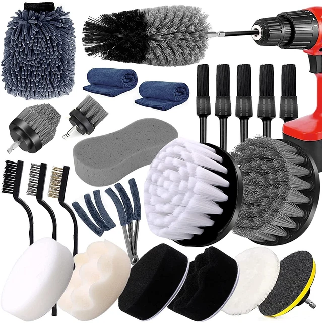 Kit Pulizia Auto,25Pcs  Spazzola Lavaggio  Interni,Pennelli  Lucidatura Auto