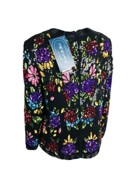 JEAN FOR JOSEPH Le Bon Womens Size Large Multicolor Sequin Silk Top ...