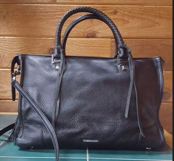 Rebecca Minkoff Genuine Leather & Fringe Satchel - Black, EXCELLENT CONDITION