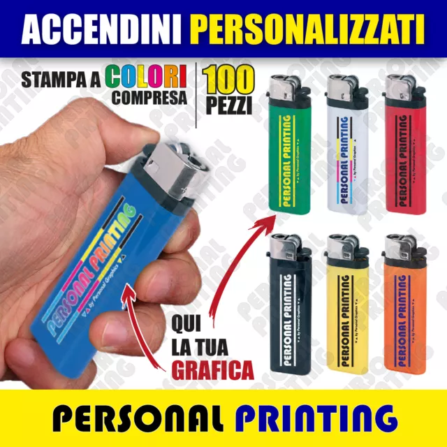 100 ACCENDINI personalizzati stampa color LOGO gadget promo pubblicità aziendale