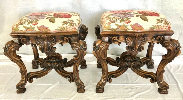 A Great Pair of William Switzer 18th c Louis XIV Style, Palazzo Capponi Benches