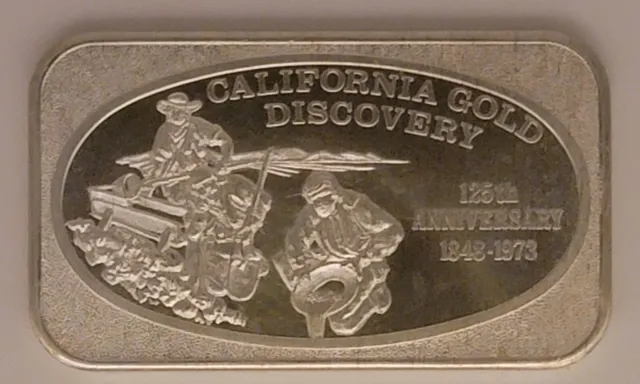 1973 "California Gold Discovery"-Ussc Mint-999 Silver 1 Oz Ounce Art Round Bar
