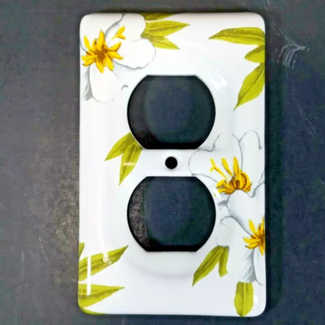 Brainerd Porcelain Ceramic Double Outlet Plate Cover White Magnolia