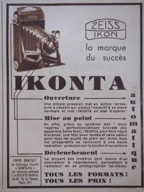 Publicité De Presse 1933 Ikonta Zeiss Ikon - Advertising