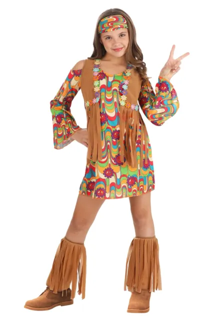 Girl's Woodstock Flower Hippie Costume