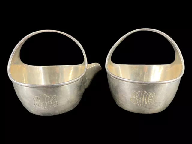 RARE Modern Tuttle Sterling Silver Sugar Bowl & Creamer Individual Size "EHC"