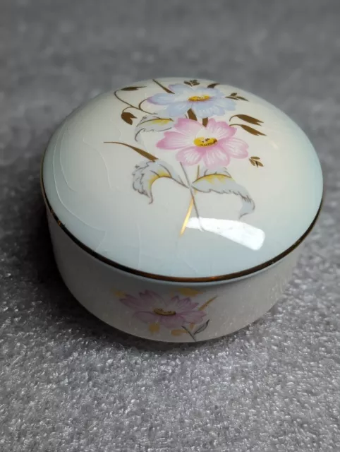 Vintage Royal Worcester Spode Flower Trinket Box Palissy England 3