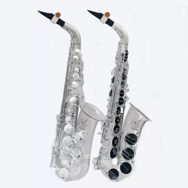 Saxofón Vibrato A1 SIII ALTO Policarbonato Transparente Impermeable E-Flat Negro Blanco 3