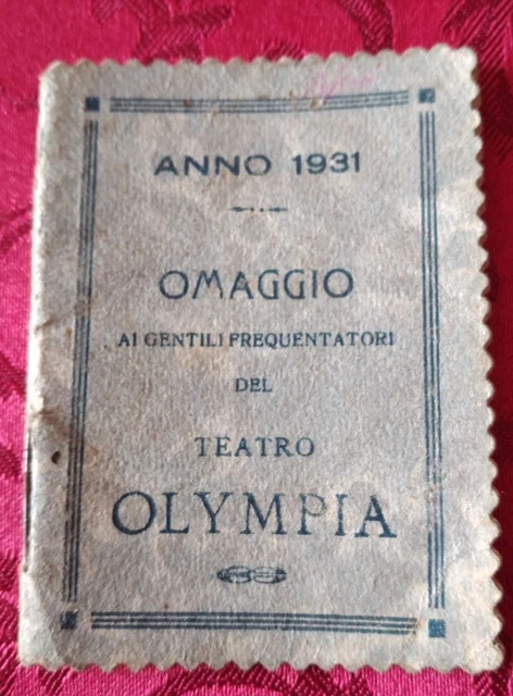 8185 Calendarietto Omaggio Teatro Olimpia Milano 1931 Con Numerose Foto Attori