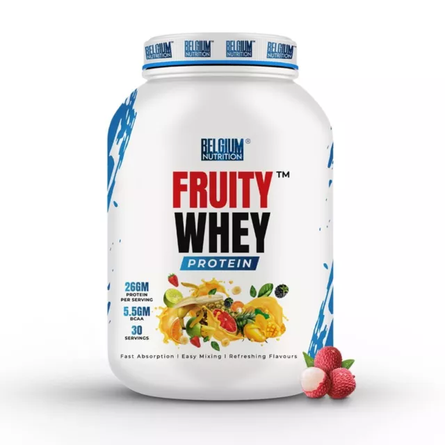 Belgium Nutrition Fruity Whey Protein con 26 g de proteína 1 kg, 30 porciones