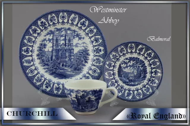 Ein 3er Kaffeegedeck Churchill  "Royal England" blau teller tasse