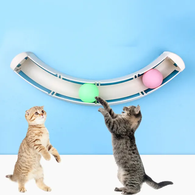 Pet Cat Funny Ball Toy Sucker Windows Cat Toy Play Pipe With Balls Cat Toy Track