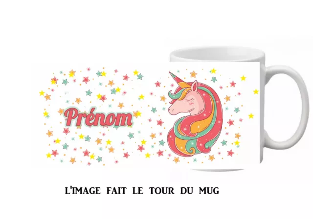 mug tasse ceramique licorne + étoiles personnalisé licorne réf 421