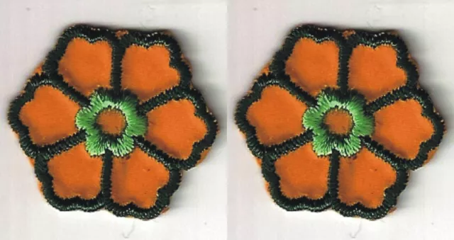 Orange Flower Floral Embroidery Patch Lot